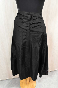 Skirt Womanxextra Black With Leaves In Pearls Size 42-44