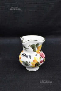 Mini Brocca In Ceramica Con Nome Mara Dipinta A Fiori