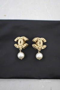 Earrings Clip Replica Chanel With Pearl Pendant