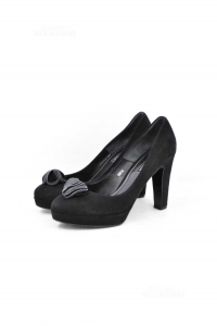Pointed-toe Pump Woman The Seller Black Suede Size 38.5,heel 10 Cm