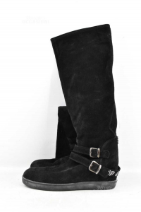 Boots Woman Twin-set Tall Suede Black Size 41