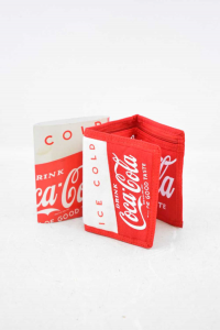 Portafoglio Coca Cola Bianco Rosso Dimensione 27,5x13 Cm Nuovo