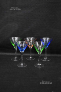 Bicchieri Coppetta Da Amaro In Vetro Colorato 5 Pezzi H 13 Cm