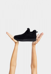 Fitflop - RALLY SHEARLING-LINED SUEDE SLIP-ON SNEAKERS ALL BLACK