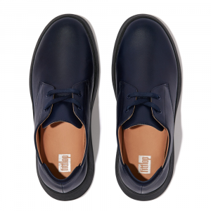 Fitflop - F-MODE LEATHER FLATFORM LACE-UP DERBIES MIDNIGHT NAVY