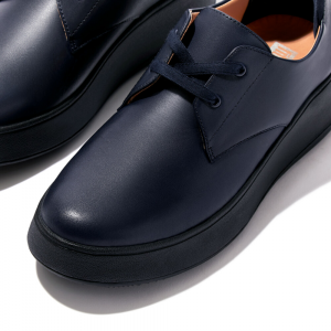 Fitflop - F-MODE LEATHER FLATFORM LACE-UP DERBIES MIDNIGHT NAVY