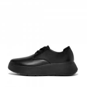 Fitflop - F-MODE LEATHER FLATFORM LACE-UP DERBIES ALL BLACK