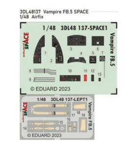 EDUARD SPACE 3DL48137 Vampire FB 5  Set di decalcomanie 3D per Airfix