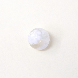 Perla di Murano Ø10 mm cristallo trasparente con murrine bianche. Foro passante