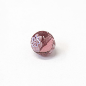 Perla di Murano Ø12 mm ametista trasparente con murrine bianche. Foro passante