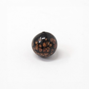 Black color Murano glass round bead with Ø10 mm aventurine details. With through hole.