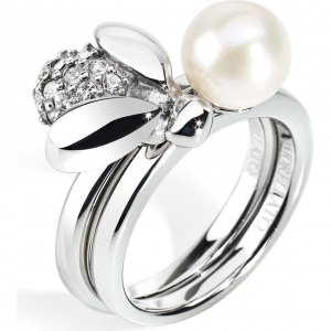 Anello doppio donna in acciaio con perla e cristalli bianchi Morellato SKQ08016
