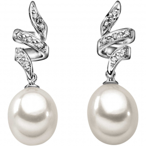 Orecchini donna Comete in oro bianco perle coltivate e diamanti ORP401