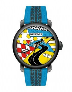 Orologio da uomo con cinturino blu e stampa corsia stradal Belfort Pop Art 01