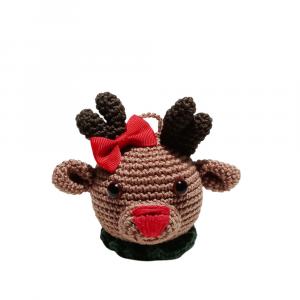 Amigurumi Palla di Natale renna ad uncinetto 12x11 cm - Crochet by Patty