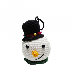 Amigurumi Palla di Natale pupazzo di neve ad uncinetto 9x10 cm - Crochet by Patty