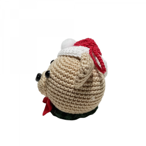 Amigurumi Palla di Natale orsetto beige ad uncinetto 9x11 cm - Crochet by Patty