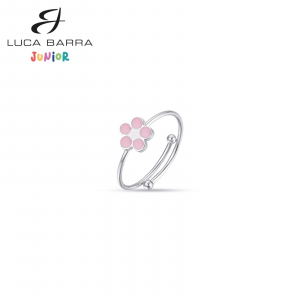 Anello bimba in acciaio con fiore rosa JA102 Luca Barra Junior
