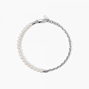 Bracciale in argento con catena e perle