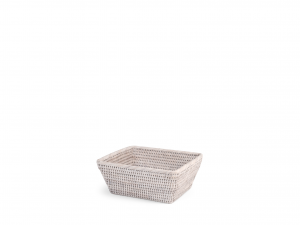 Porta posate 4 posti in rattan bianco 34x24xh5 cm