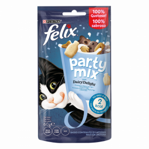 Purina Felix mix partyDelight Aromatizzato Con Delizioso Latte, Yogurt E Gustoso Formaggio 60 g