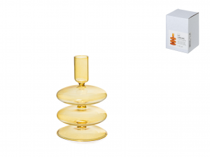 H&H Candeliere in vetro borosilicato colore ambra cm 9x13,5