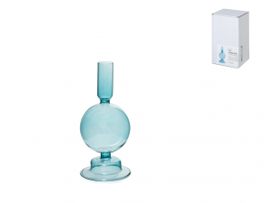 H&H Candeliere in vetro borosilicato colore azzurro cm 8x18