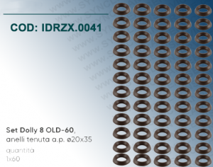 Il SET DOLLY 8 OLD-60 IDROBASE valido per SERIE 61-62 (INTERPUMP) composto da anelli tenuta a.p. ⌀20x35
