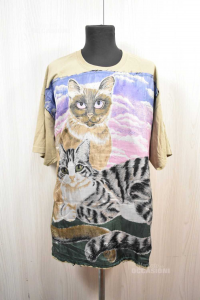 T-shirt Man Sisters Vintage Fantasy Cats Foulard Sizexx L