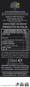 Olio extra vergine di oliva monocultivar Taggiasca  da 0,25 lt.