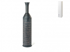 H&H Vaso chennai in alluminio decorato inciso a texture colore nero cm 17x75