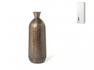H&H Vaso chennai in alluminio decorato inciso a texture colore bronzo cm 18x49
