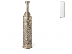H&H Vaso chennai in alluminio decorato inciso a texture colore argento cm 17x75