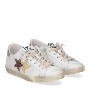 2Star Sneaker low 4027 bianco leo beige roro