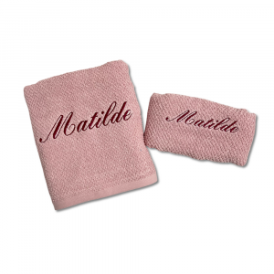 Coppia asciugamani chicco di riso rosa Personalizzato