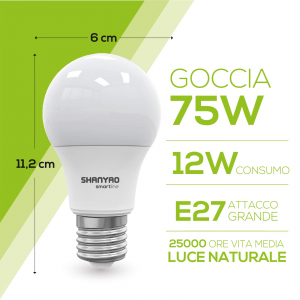 Tripack Goccia LED A60 serie SmartLine E27 12W 4000K 1.044lm
