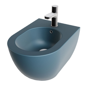 Single-hole ceramic wall-hung bidet with mounting kit - Comoda Collection