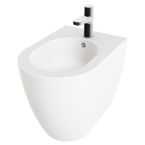 Single-hole ceramic floor-standing bidet with mounting kit - Comoda Collection
