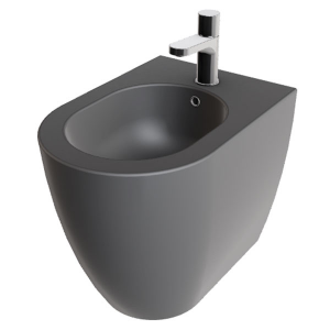 Single-hole ceramic floor-standing bidet with mounting kit - Comoda Collection