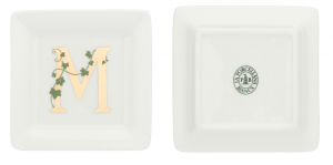 Porcellana Bianca - Gift box Piattino Quadrato con lettera 'M' dorato