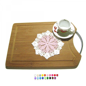 Sottobicchiere bianco e rosa ad uncinetto 15.5 cm - Crochet by Patty