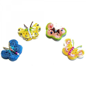 Farfalla colorata ad uncinetto in cotone 6x5 cm - 4 PEZZI - Crochet by Patty