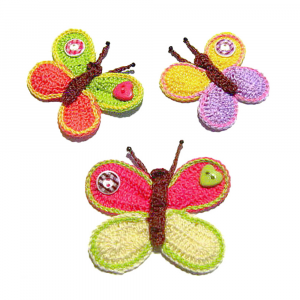 Farfalla colorata ad uncinetto in cotone - 3 PEZZI - Crochet by Patty
