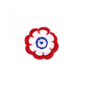 Fiore bianco, rosso e blu ad uncinetto 6 cm - 10 PEZZI - Crochet by Patty