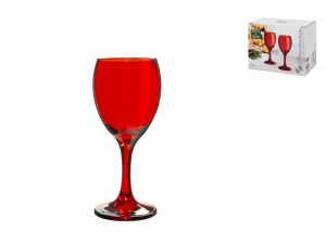 PASABAHCE Set 6 Calici Imperial In Vetro Rosso Cl 19,8