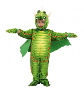 Vestito Costume Carnevale Bambino Drago Draghetto Verde 2-4 anni TAGLIA UNICA