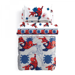 SPIDERMAN lenzuola singole in cotone blu per bambini