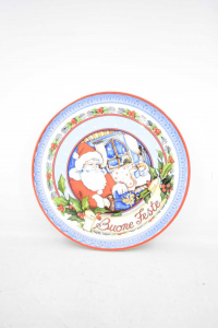 Plate Round Ceramic Christmas Carm Made In Italy Buone Parties 33 Cm