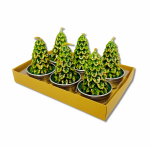 Set 6 tealight alberelli verde e oro