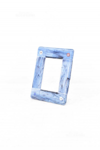 Portafoto In Vetro Blu Di Murano Con Murine 14 X 19